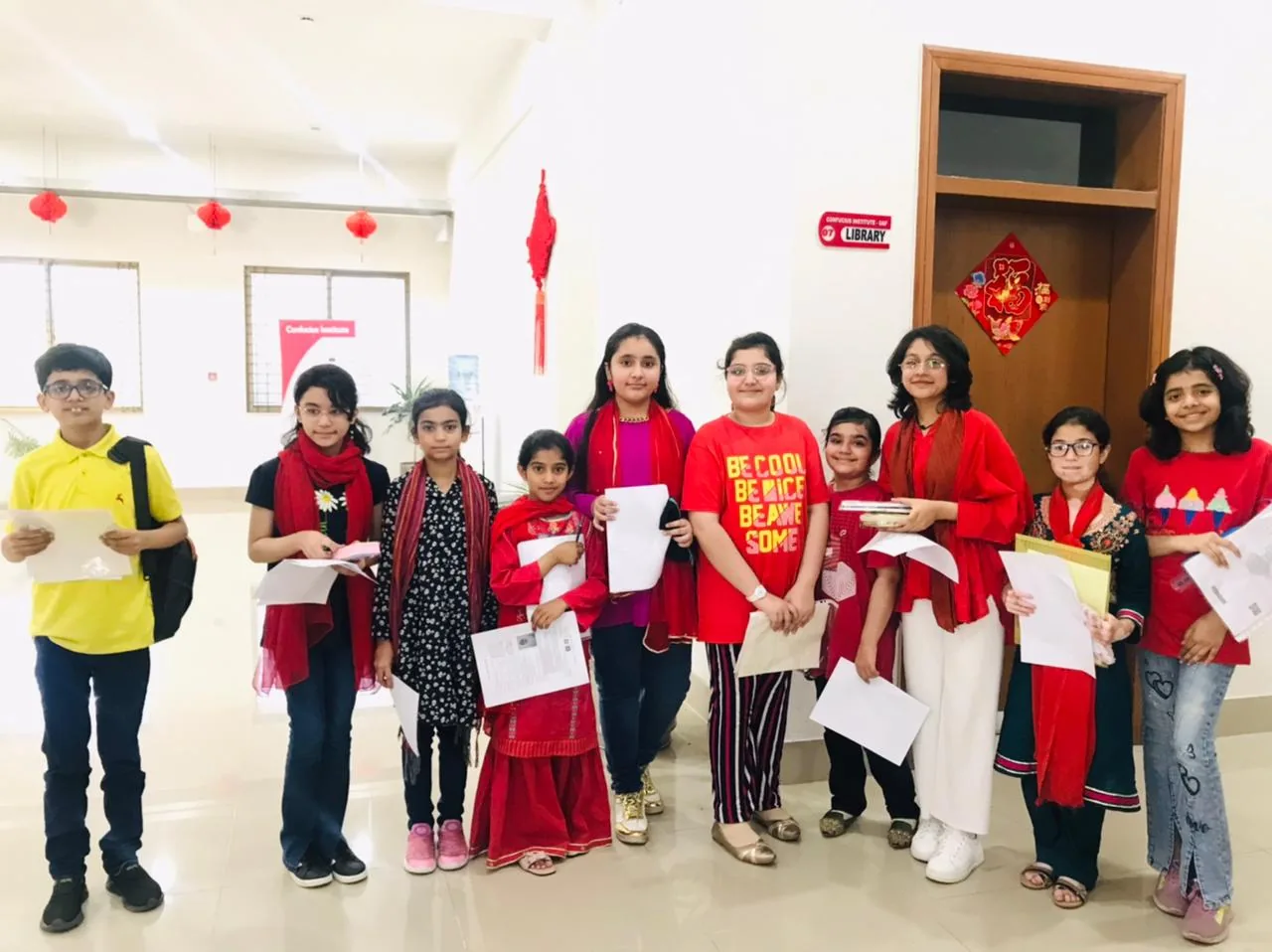 Youth Mandarin Learners Celebrating with Lanterns & Fu Blessing